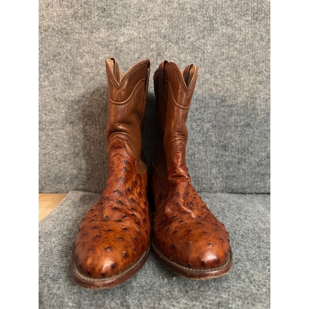 Tecovas Wyatt Full Quill Ostrich Cowboy Boots Pecan Brown Mens 11 EE 100111 - Picture 3 of 9